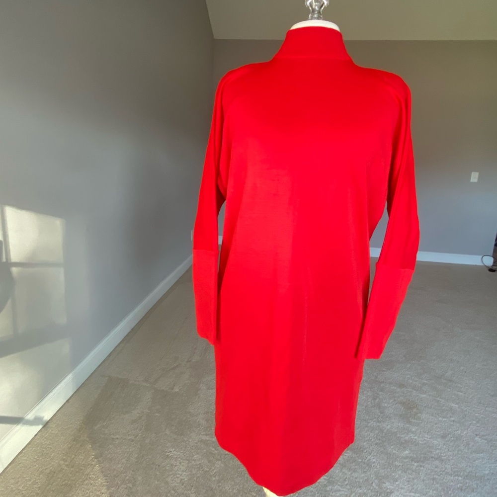 Vtg Liz Claiborne Long Sleeve Red Wool Blend Dress. Size S
